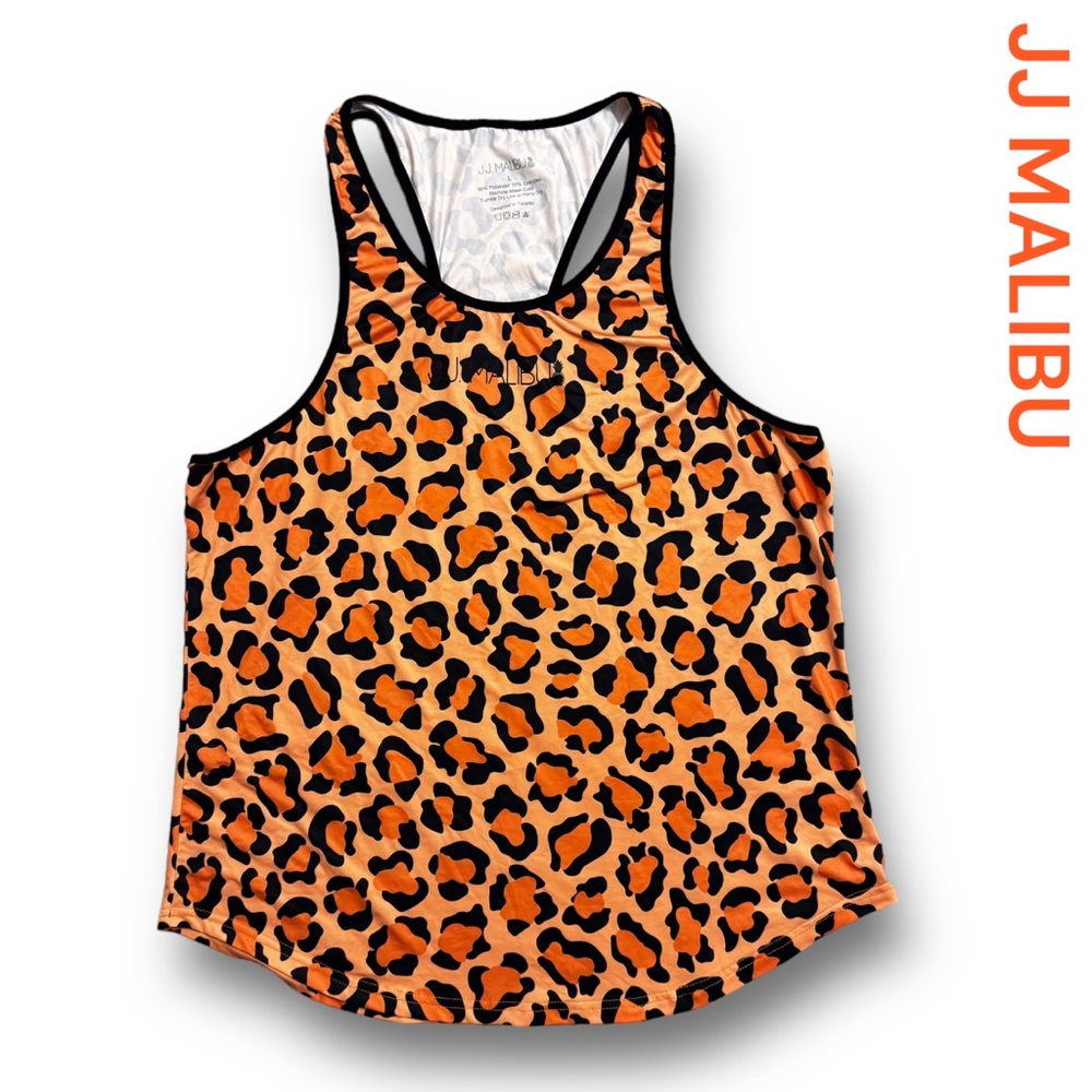 JJ MALIBU LEOPARD PRINTED OVERSIZED JERSEY TANK SZ L